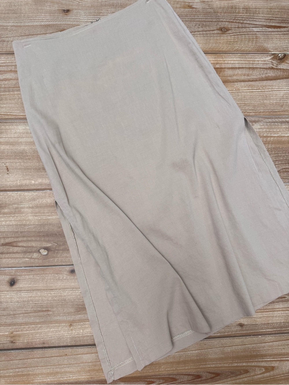Vintage Y2K Theory Linen Blend Midi Skirt | Size 6 | Prada-Era Minimalism